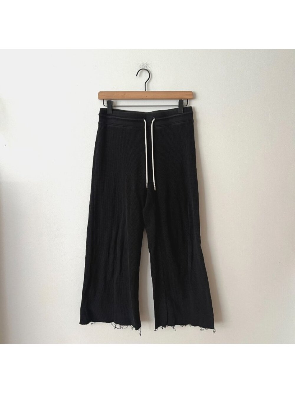 Mate the Label Black Thermal Waffle Weave Wide Leg Lounge Pants Women's Size S